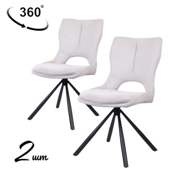 Стул вращающийся RENEE черный, шенилл слоновая кость IVORY WHITE 015