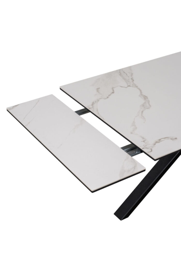 Стол обеденный PARMA 140/170/200*90*75 керамогранит матовый TOP ALPINE WHITE, цвет Белый мрамор