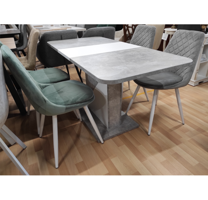 Стол обеденный ACCENT 110/145*68,6*h74,5 Бетон/корпус Белый