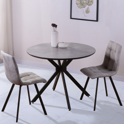Стол обеденный BELLA Ø100*h75 антрацит,пластик белый камень