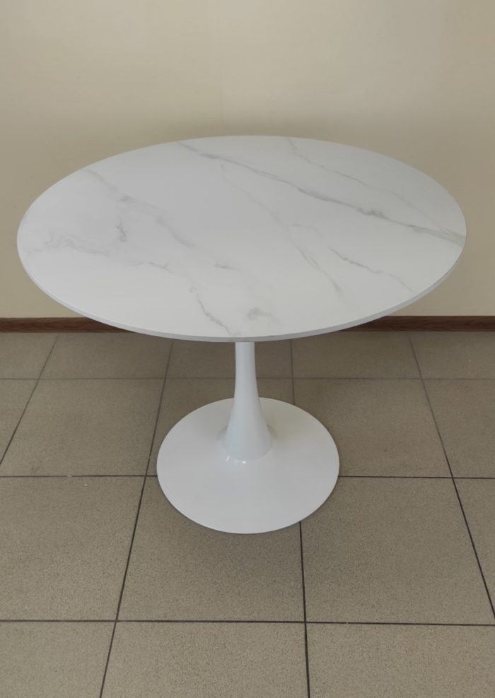 Стол обеденный TULIP CERAMIC Snow White Ø90 (не раскладной)
