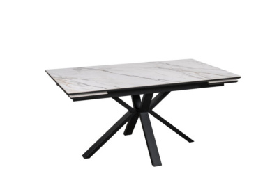 Стол обеденный PARMA 160/190/220*90*75 керамогранит матовый GILT WHITE, цвет Бело-золотистый мрамор