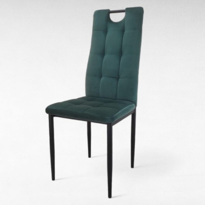 Стул DC611-1 NEW черный, велюр зеленый dark green