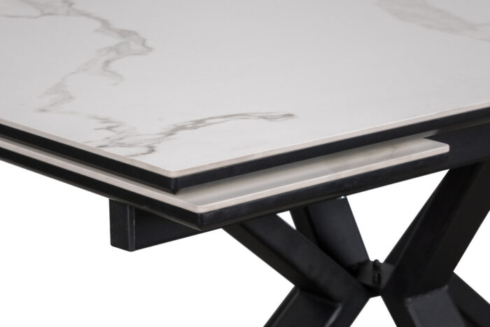 Стол обеденный PARMA 140/170/200*90*75 керамогранит матовый TOP ALPINE WHITE, цвет Белый мрамор