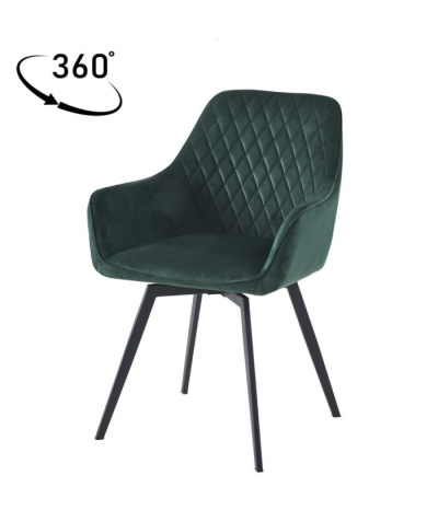 Кресло поворотное DC79001R черный, велюр темно-зеленый green14