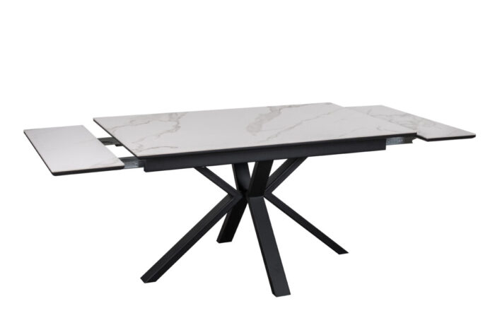 Стол обеденный PARMA 160/190/220*90*75 керамогранит матовый TOP ALPINE WHITE, цвет Белый мрамор