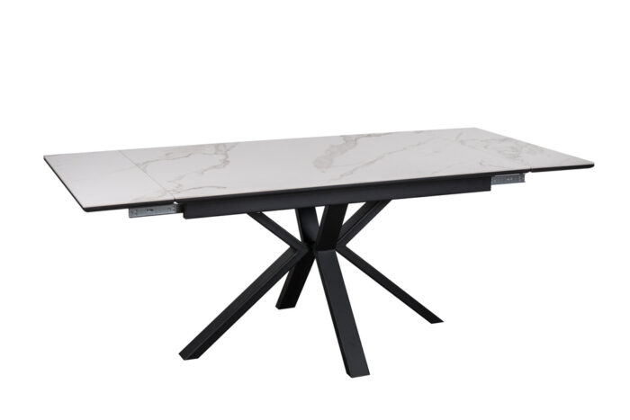 Стол обеденный PARMA 140/170/200*90*75 керамогранит матовый TOP ALPINE WHITE, цвет Белый мрамор