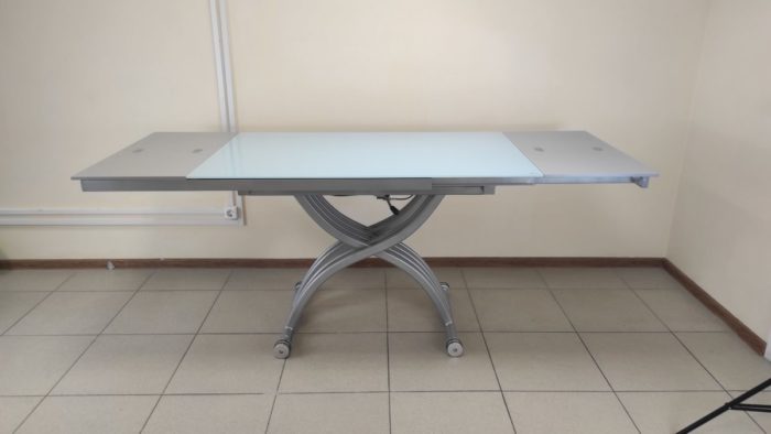 Стол-трансформер B2109-3 мат, стекло экстрабелое SUPERWHITE GP003